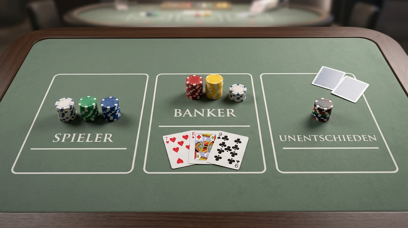Baccarat-Karten und neutrale Markierungen für Player Banker und Tie