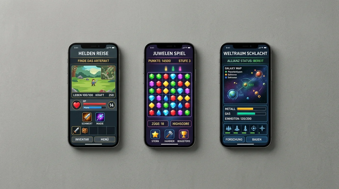 Mehrere Smartphones nebeneinander mit unterschiedlichen Casino-Anwendungen im Vergleich