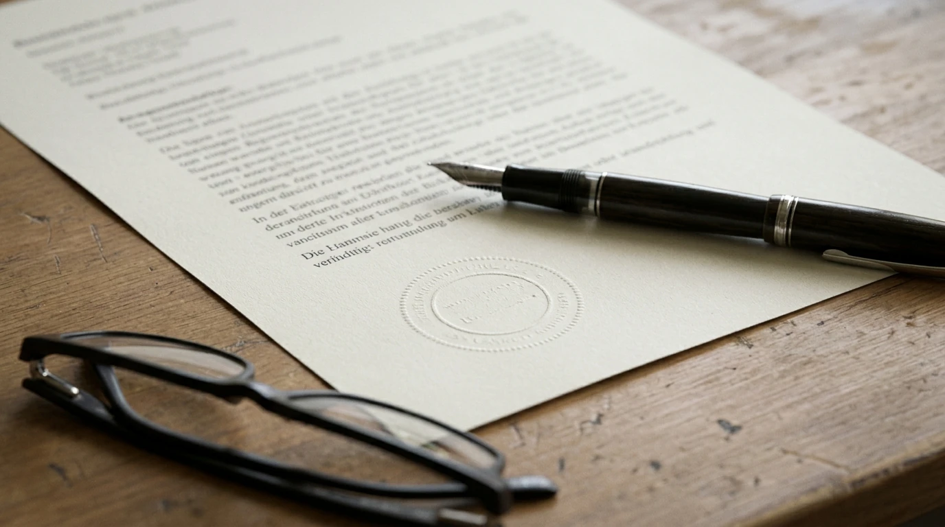 Amtliches Dokument mit Stempel als Nachweis der deutschen Glücksspielerlaubnis