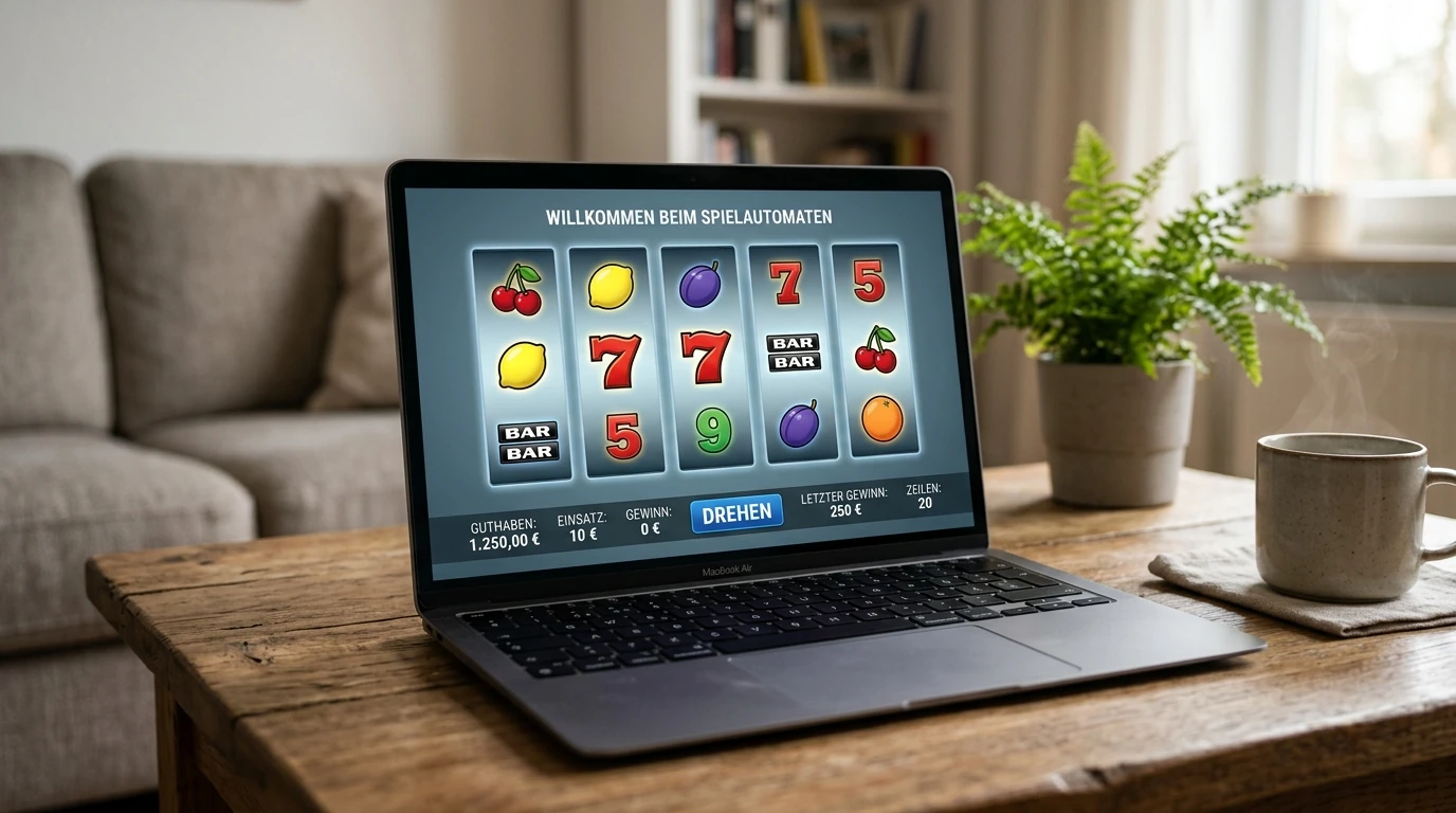 Spielautomat mit Walzen und Symbolen ohne Markenbezug für Echtgeld-Slots