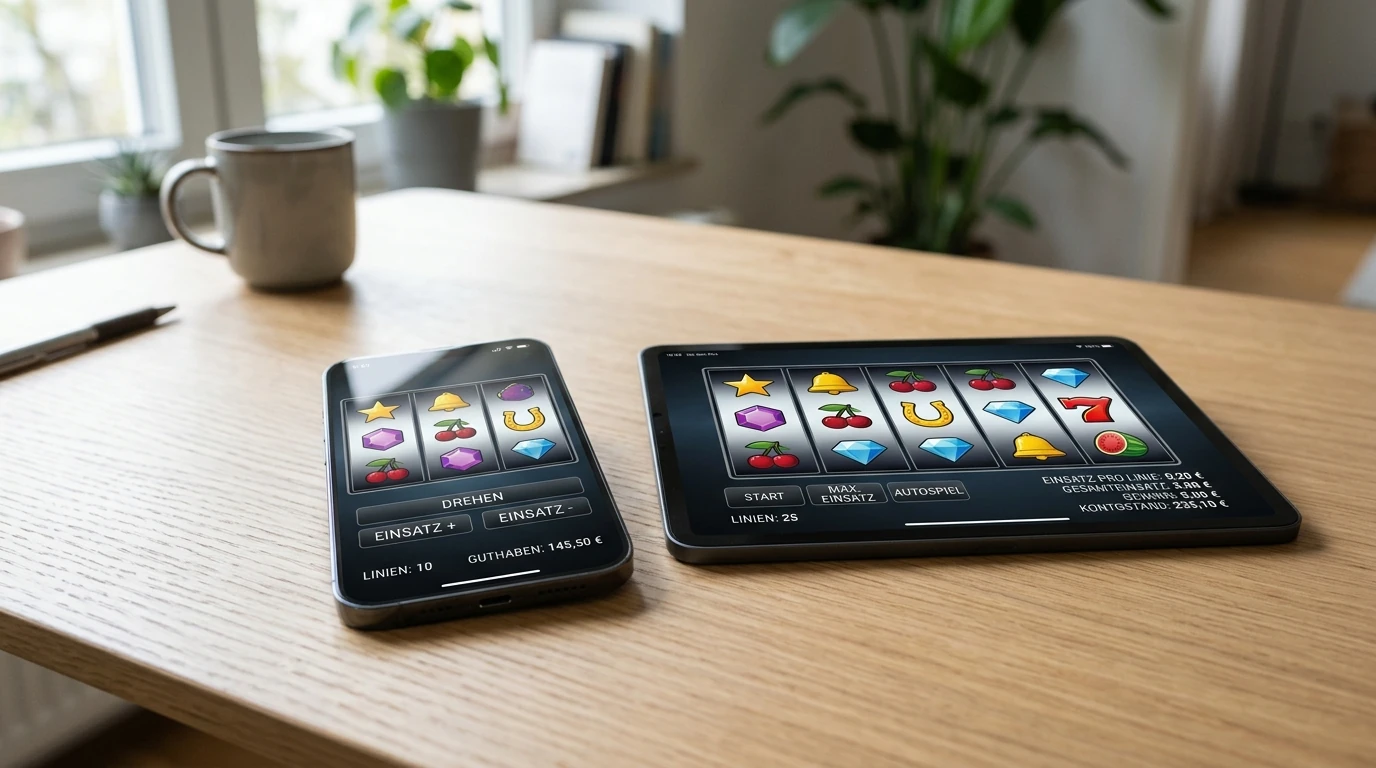iPhone und iPad nebeneinander mit geöffneter Casino-App auf dem Bildschirm