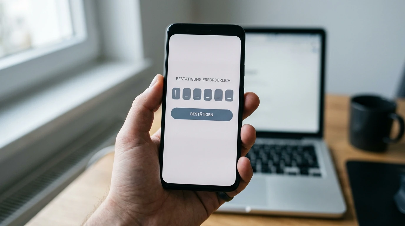 Smartphone zeigt einen Einmalcode zur Bestätigung einer Zahlung