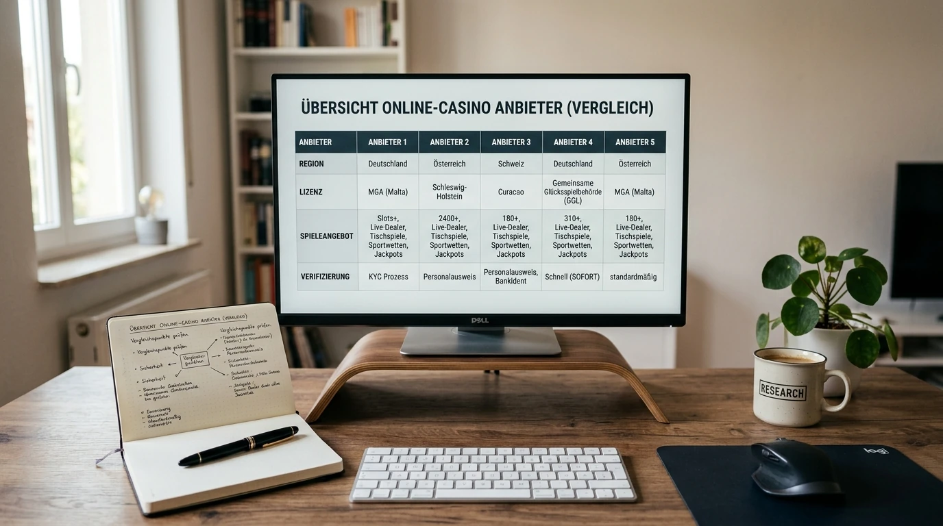 Neutrale Vergleichstabelle mit fünf Live-Baccarat-Prüfkriterien