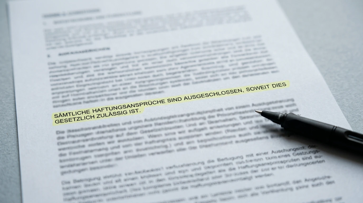 Ausgedruckte Aktionsbedingungen mit markierter Klausel zu ausgeschlossenen Zahlungsmethoden