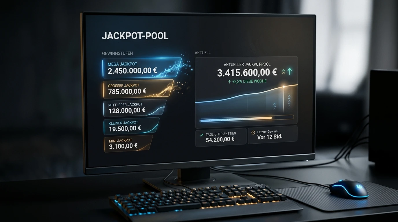 Mehrstufige Jackpot-Anzeige auf neutraler Spieloberfläche