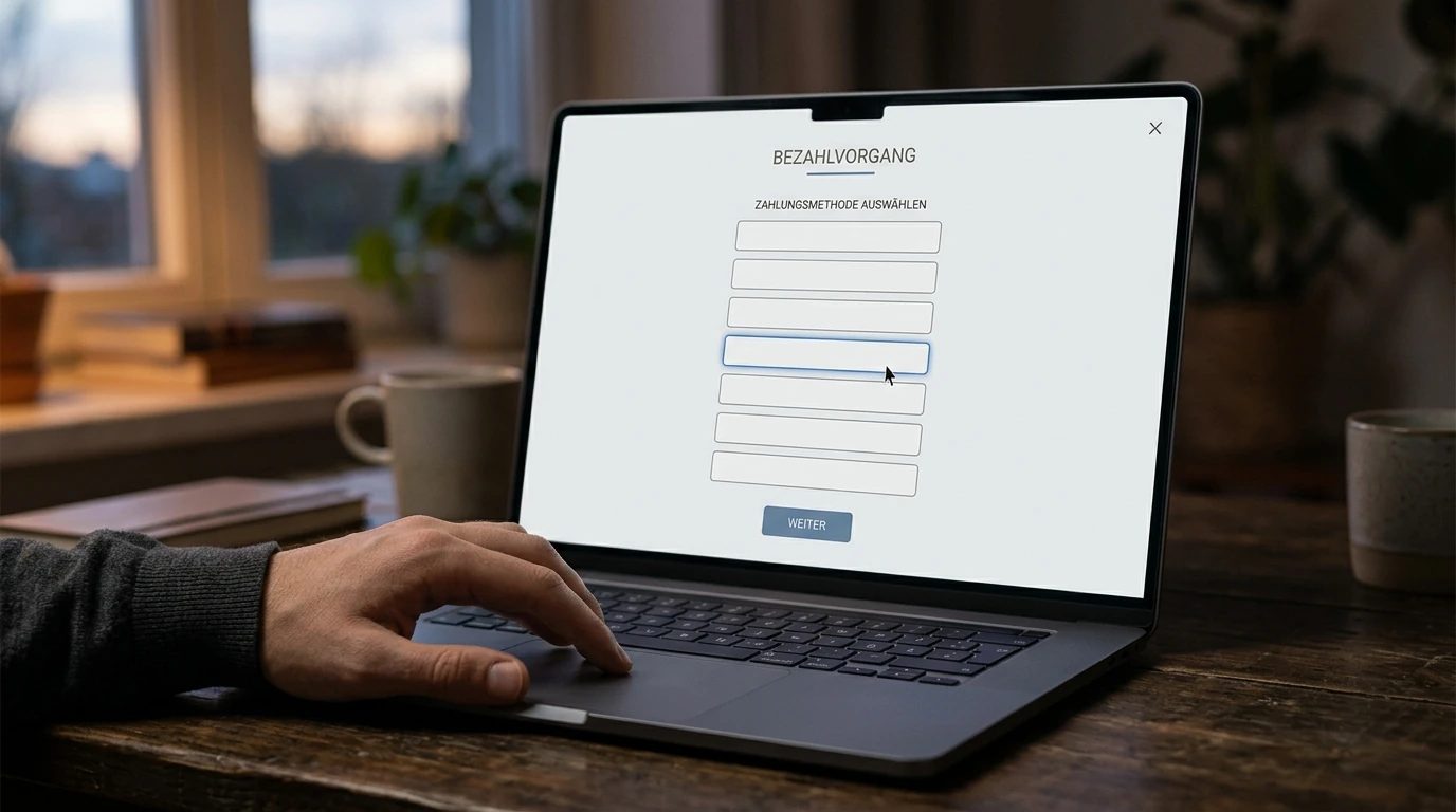 Auswahl der Zahlungsmethoden im Kassenbereich eines Online Casinos
